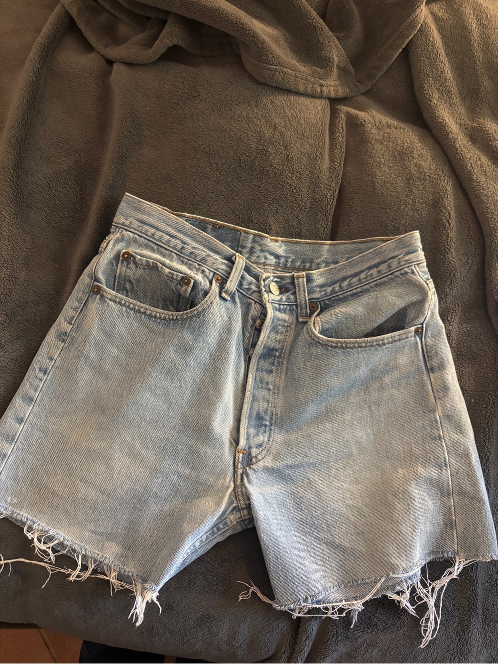 Levi's Light Blue Denim Cutoff Shorts with Frayed Hem